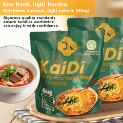 Kaidi Halal Beef-Flavored Instant Noodles | Non-Fried, 3-5 Min Prep | Single-Serve with Veggies