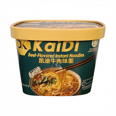 Kaidi Inc Beef Flavor Noodles -  Non-Fried for Delicious Taste | 4.47 oz Per Cup, 6 Cups Per Carton - Warm & Comforting Simple Delicacy